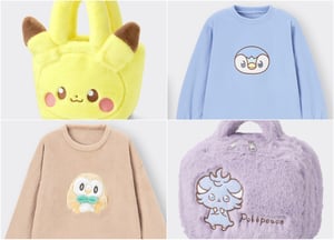GUが「ポケピース」とコラボ、ピチューを模ったファーバッグやピカチュウをデザインしたルームウェアなどを発売